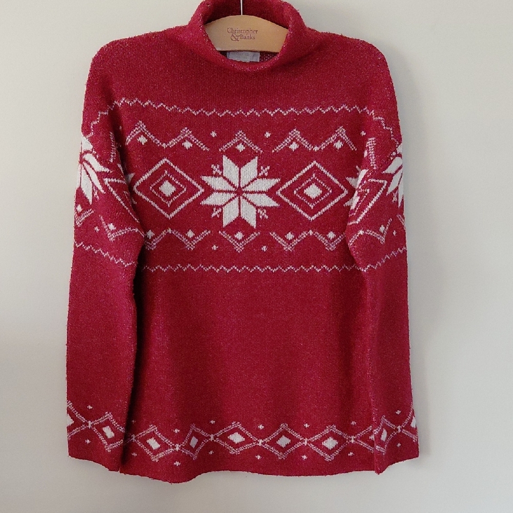 Christian Siriano Red and White Turtleneck Sweater W/Matching Hat XS
